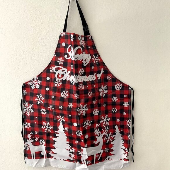 MERRY CHRISTMAS BUFFALO PLAID APRON - Picture 9 of 12